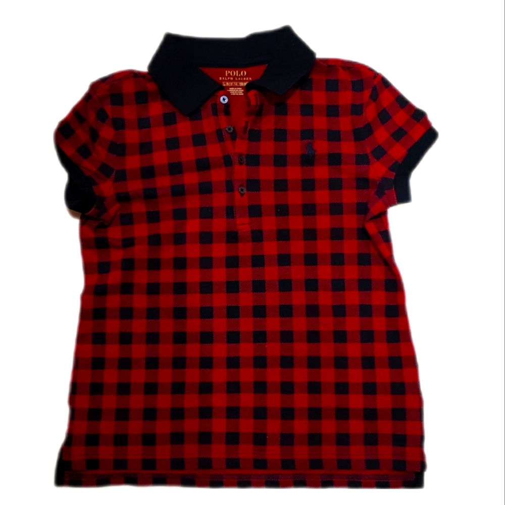 Polo Ralph Lauren girls Buffalo check polo, red /black size 12-14
